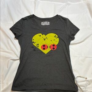 Charcoal Gray Women's Tee with Yellow Heart Design